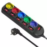 Maclean MCE204M Bloc multiprise avec interrupteurs 250VAC/10A 1,5m
