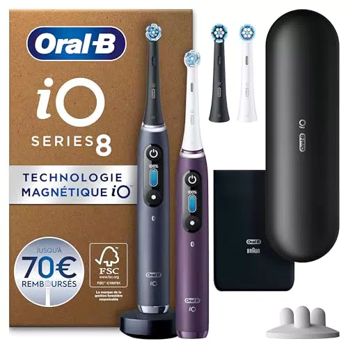 Oral-B iO Series 8 Plus - Brosse à dents électrique avec étui magnétique et 6 modes
