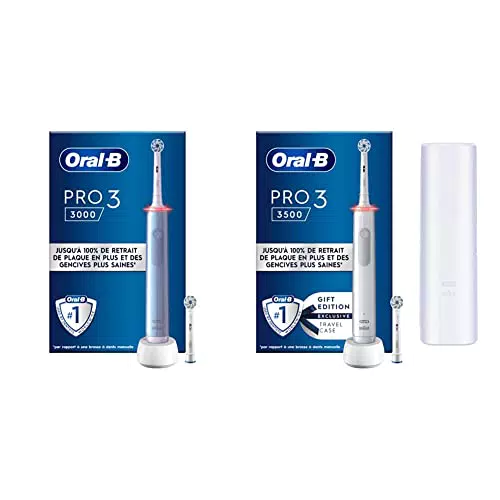 Oral-B Pro 3 3000, Brosse à dents électrique, 2 Brossettes