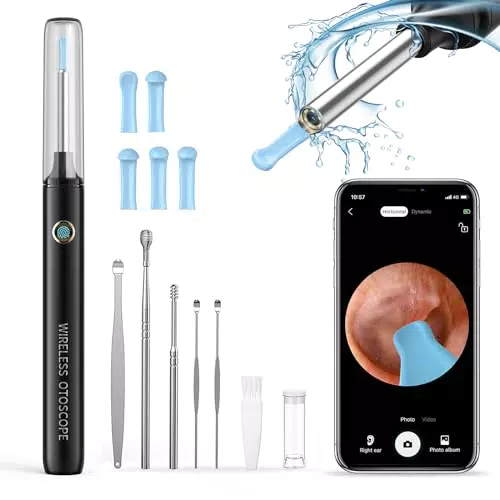 Hopefox Otoscope Oreille 1080P Étanche IP67 avec Endoscope WIFI et 6 LED