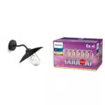 Philips HAMMOCK Applique max. 1x60W E27 - Noir & Ampoule LED Standard E27 60W Transparent