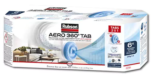 Rubson AERO 360° Recharges en tabs neutres pour absorbeur d'humidité & RUBSON Absorbeur AERO 360 PURE Appareil 20m