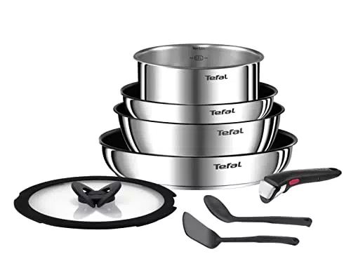 Tefal Ingenio L8979804 Batterie de cuisine en acier inoxydable, induction, antiadhésif