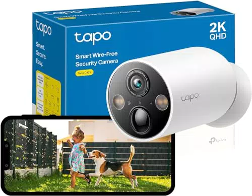 TP-Link Tapo Caméra de Surveillance WiFi Extérieure 4MP, Autonomie 300j, IP66