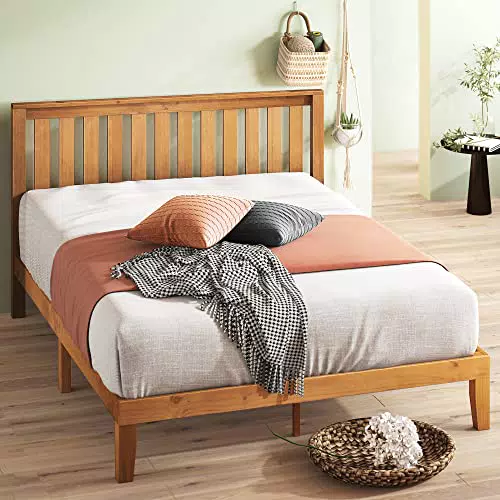 Lit Plateforme Zinus Alexia 160x200 cm en Bois avec Tête de Lit - Hauteur 30 cm