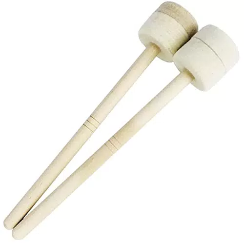 A-Star Tambour Gong en Feutre avec Manche en Bois - Batteurs 32 cm