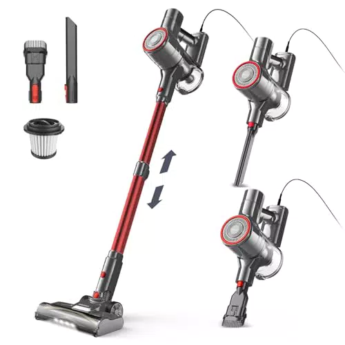 Aspirateur balai filaire 600 W 6 en 1 avec aspirateur à main, puissant et silencieux