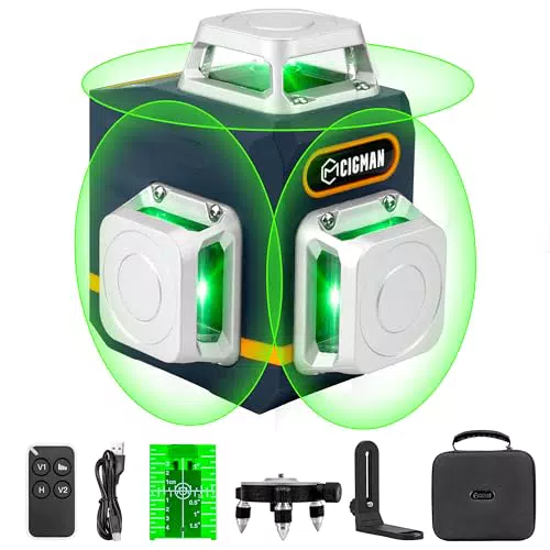 CIGMAN Niveau laser vert 3x360° avec télécommande et trépied pivotant