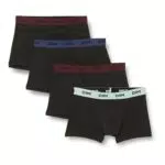 Dim Boxer Mix and Colors Coton Stretch Homme x4, Noir Jaune Safran/Bleu Marin/ Noir Jaune Safran/Bleu Marin