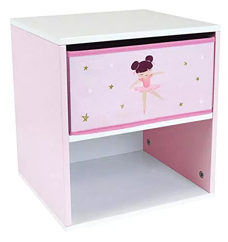 FUN HOUSE Chevet Ballerine avec Tiroir - H.36 x L.33 x P.30 cm