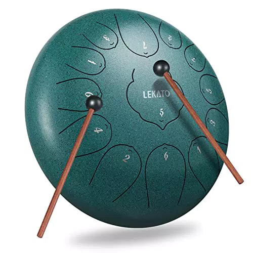 LEKATO Tambour Steel Tongue Drum 12 Pouces 13 Tons pour Méditation et Yoga