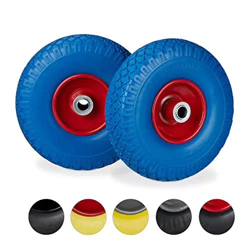 Chariot de jardinage Relaxdays avec 2 roues en caoutchouc pour axe de 20 mm