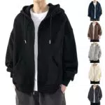 Hoodie Homme Zippé à Capuche - Sweat-Shirt Décontracté Manches Longues
