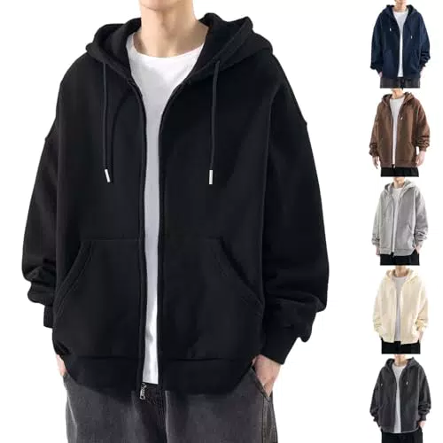 Hoodie Homme Zippé à Capuche - Sweat-Shirt Décontracté Manches Longues