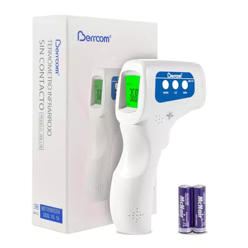 Berrcom Thermomètre Infrarouge Sans Contact pour Adultes et Enfants avec Avertissement de Fièvre