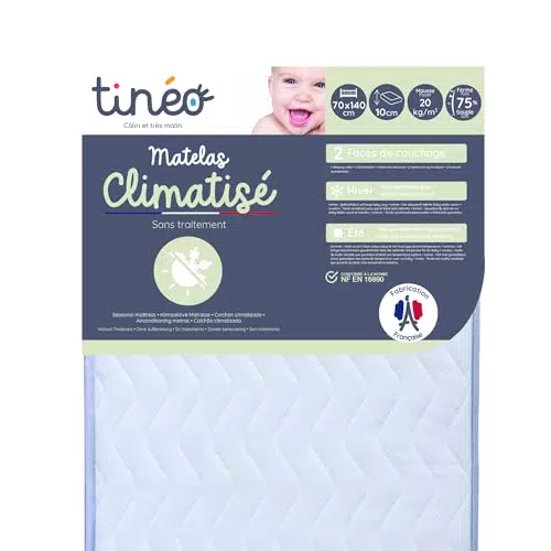 TINEO Matelas Climatisé Bébé - Confort Été/Hiver - Fabriqué en France