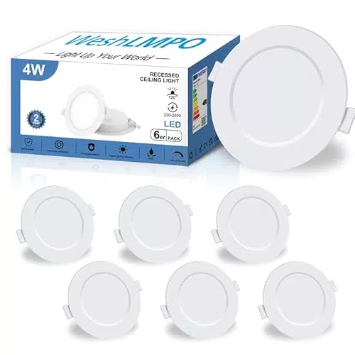 WeshLMPO Spot LED Encastrable Extra Plat 4W 6500K IP44 pour Salle de Bain et Cuisine