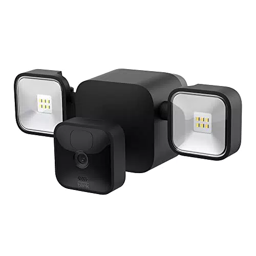 Blink Outdoor + Floodlight, Support avec projecteurs HD sans fil alimenté par piles et caméra de surveillance connectée