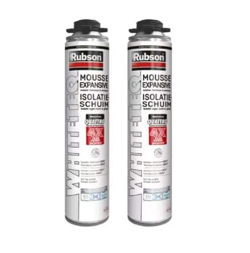 Mousse expansive RUBSON WhiteTeq pour isolation thermique et phonique - Format 750 ml - Blanc