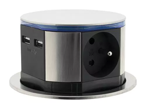 Otio Bloc multiprise encastrable 16A 2P+T avec 2 ports USB