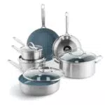 Poêle à frire GreenPan Treviso en céramique saine 24cm & 28cm, induction, lave-vaisselle - Argent