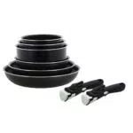 MENASTYL - Set de poêles et casseroles avec poignées amovibles sécurisées