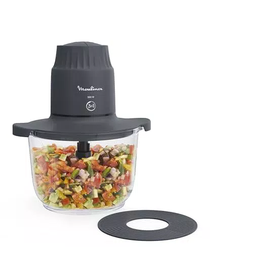Moulinex Choppeo DJ602110 - Hachoir avec bol en verre, capacité 1L, 2 vitesses