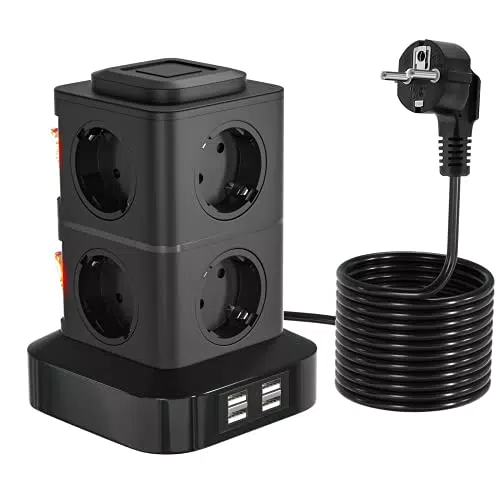OLEKE Multiprise Électrique 8 Prises et 4 USB-C avec Interrupteur et Protection Surcharge