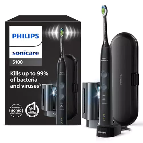 Philips Sonicare ProtectiveClean 5100 Brosse à dents électrique sonique + Assainisseur de têtes de brosse UV noir