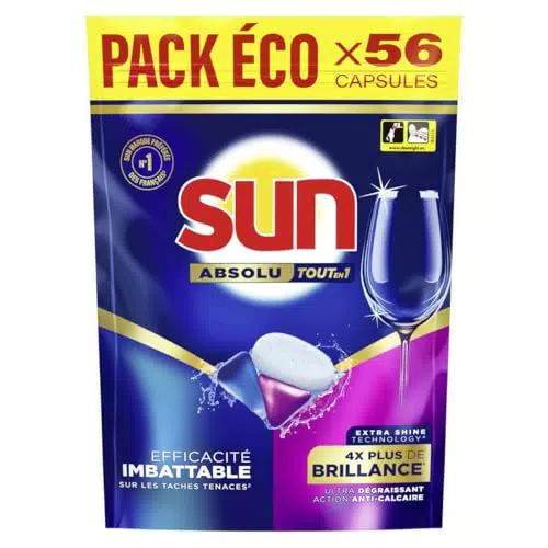 Sun Pastilles Lave-Vaisselle Tout-en-1 - Brillance et Efficacité Inégalées