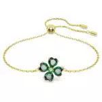 Swarovski Bracelet Idyllia en chaîne plaquée or avec trèfle à quatre feuilles