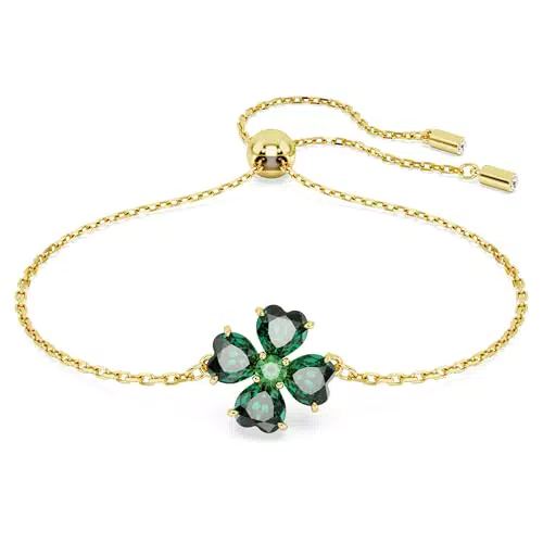 Swarovski Bracelet Idyllia en chaîne plaquée or avec trèfle à quatre feuilles