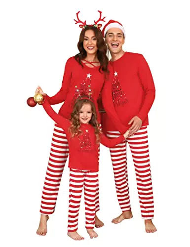Sykooria Pyjama de Noël pour Famille, Manches Longues et Pantalons Longs