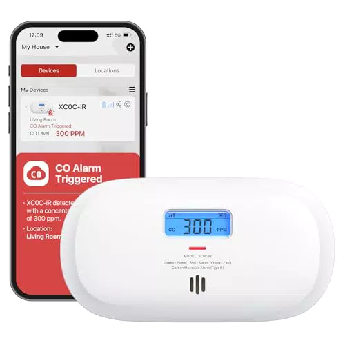 X-Sense Détecteur de Monoxyde de Carbone Intelligent avec Affichage LCD - XC0C-iR