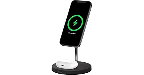 Belkin Station de recharge 2-en-1 avec MagSafe - Chargeur rapide 15 W pour iPhone et AirPods