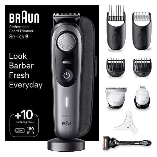 Braun Tondeuse À Barbe Series 9 BT9440 Tondeuse À Barbe Avec Outils Professionnels Et 180 Minutes D’autonomie