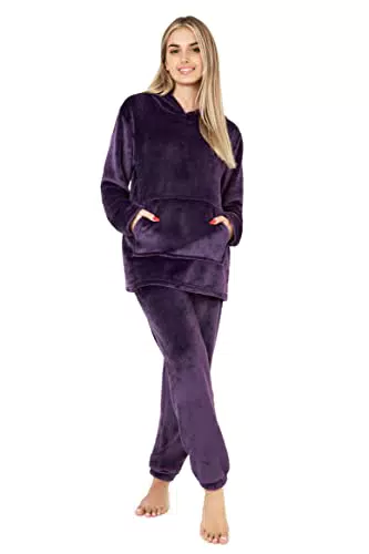 CityComfort Pyjama Femme Hiver Polaire à Capuche - Idée Cadeau pour Elle