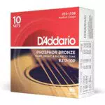 Cordes de Guitare Acoustique D'Addario EJ39 en Bronze Phosphoreux - Moyen 12-52