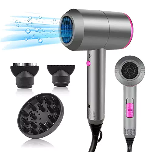 HappyGoo Sèche-cheveux Professionnel Ionique avec Diffuseur et Buses de Coiffage
