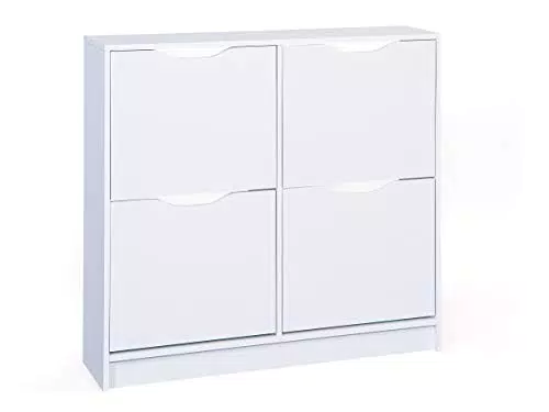 Inter Link Armoire à chaussures avec 4 portes rabattables et poignées encastrées