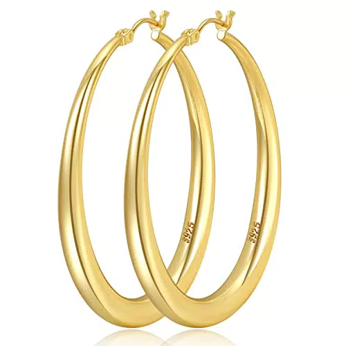 LOUMILEO Boucles d'oreilles créoles en or plaqué 14 carats hypoallergéniques