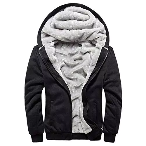 MANLUODANNI Veste à Capuche Doublée Polaire Homme - Sweat Épais Manches Longues