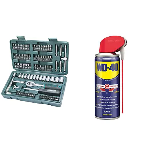 Mannesmann Coffret de douilles et embouts avec spray WD-40 multifonction