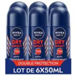 NIVEA MEN Déodorant anti-transpirant Dry Impact, protection 72 heures sans alcool