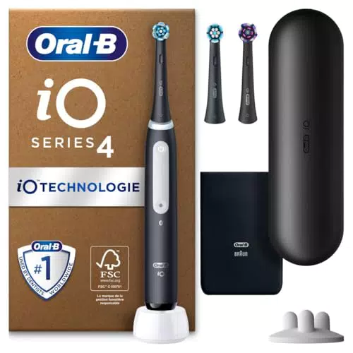 Oral-B iO 4 Brosse à Dents Électrique, Idée Cadeau pour Noël, Brossage Doux