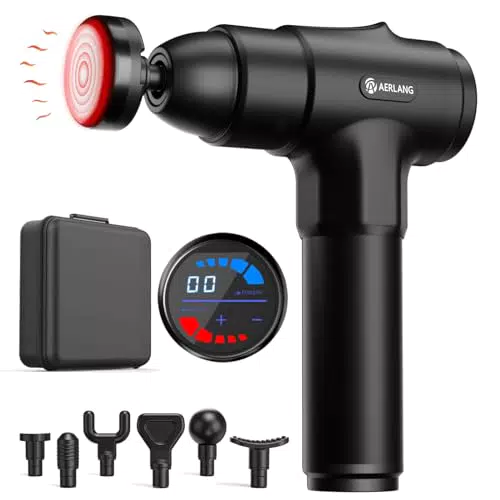 AERLANG Pistolet de Massage Musculaire avec Chaleur et 20 Niveaux Réglables