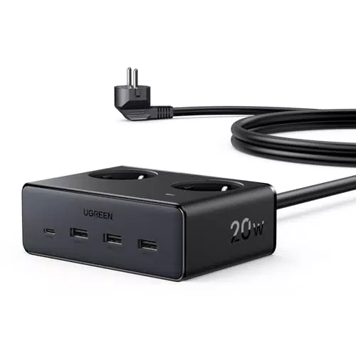 UGREEN Multiprise 6 en 1 avec Interrupteur et Chargeur USB C 20W