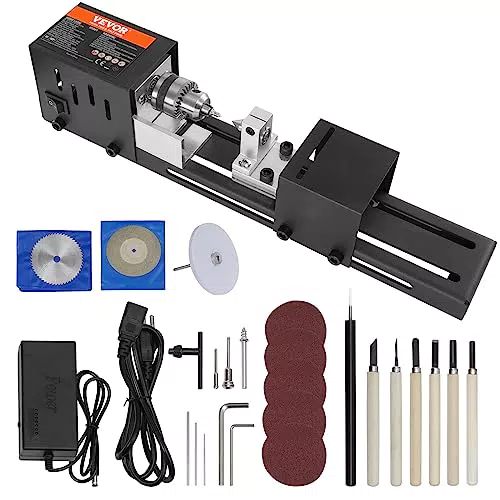 VEVOR Mini Tour à Bois Électrique 24V 96W - Outil Rotatif 7 Vitesses pour Bricolage