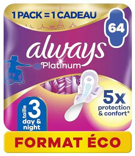 Always Platinum Serviettes Hygiéniques, Taille 4, Secure Night