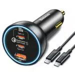 Baseus Chargeur de Voiture 160W USB C 3 Ports QC5.0 PD3.0 pour iPhone et Samsung